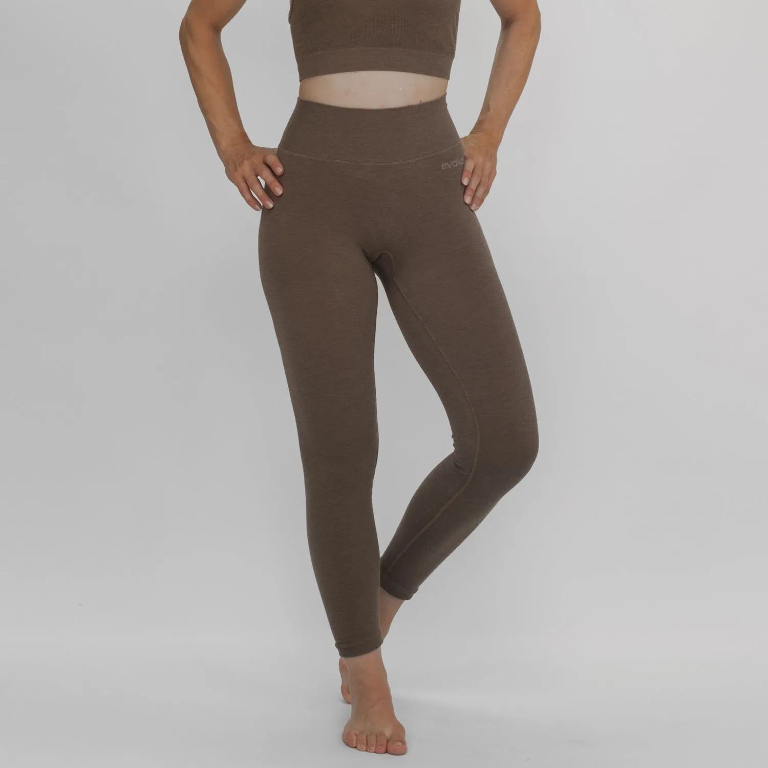 EVOKO CANDELA<br>Leggins vita bassa<br><i>tortora</i>