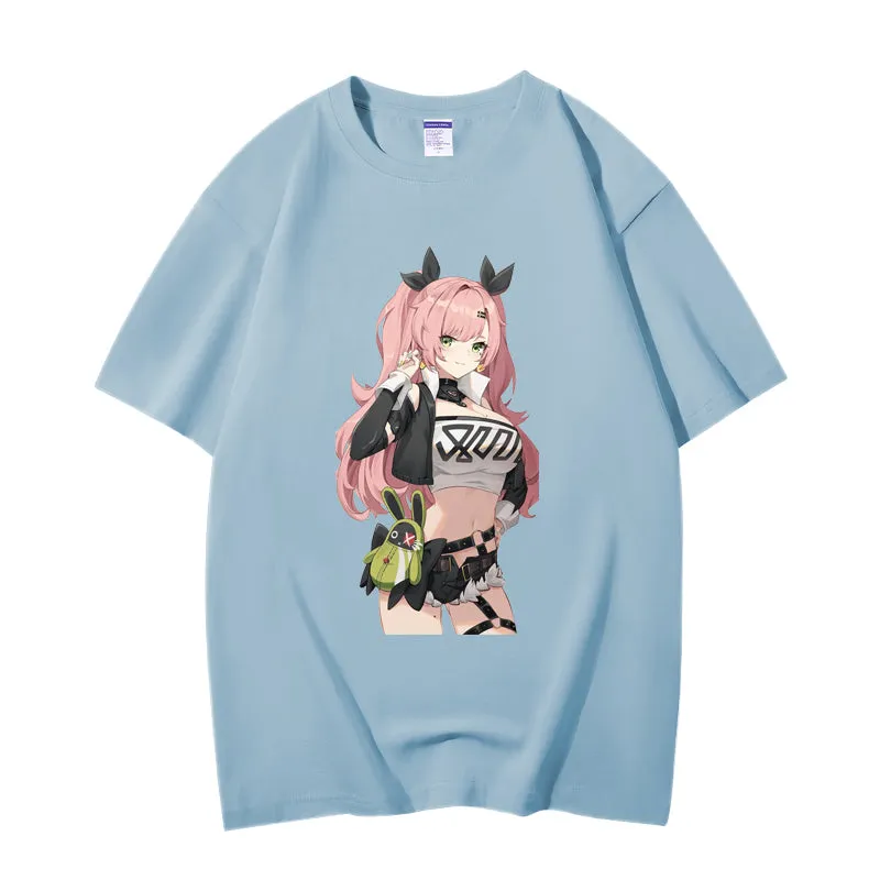 Fashion Anime Zenless Zone Zero Nicole Demara 230g GSM Hipster Style Oversized Cotton T-shirt