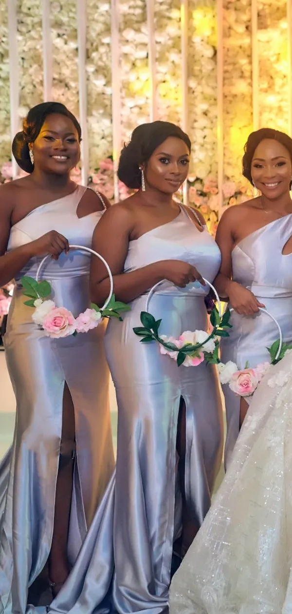 Simple Mermaid One-shoulder Cheap Long Bridesmaid Dresses Online,RBWG0045