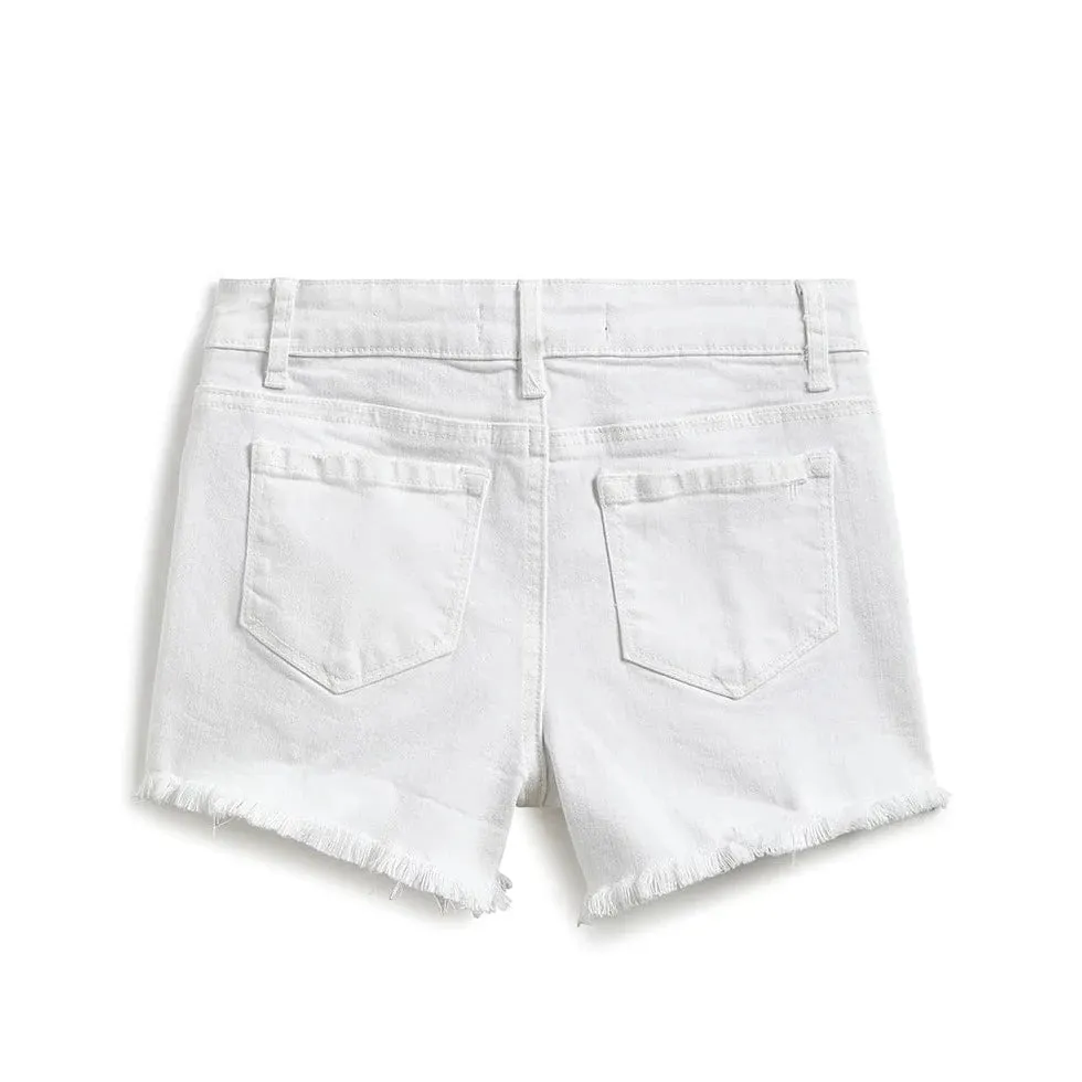 Tractr Girls White Fray w/Destruction Brittany Shorts